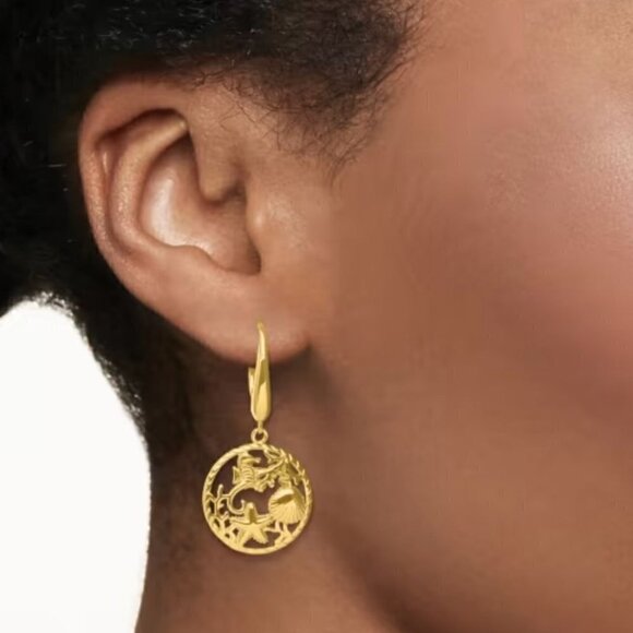 Ross-Simons 18KT .925 Sterling Vermeil Sea Life Drop Pierced Earrings 1.5" NWOT - Picture 2 of 6